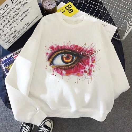 Big Colored Eyes Graphic Print Hoodie 2020 New Summer Vogue Casual Hoodies Women Harajuku Aesthetic Korean Streetwear Sweatshirt