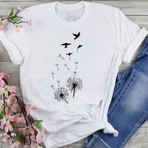 Women Graphic Plant Printing Cute 2021 90s Cartoon Fashion Summer Female Clothes Print Short Sleeve Tops Tees Tshirt T-Shirt