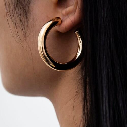 Ingemark 2021 New Big Circle Hoop Earrings for Women Vintage Fashion Statement Gold Color Punk Charm Earrings Party Ear Jewelry