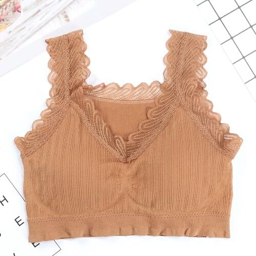 Ladies Short Fitness Vests Ladies Thin Section No Cushion Camis Stretch Slim Vest Top Sexy Lace Bra Short Feminino 2021 New