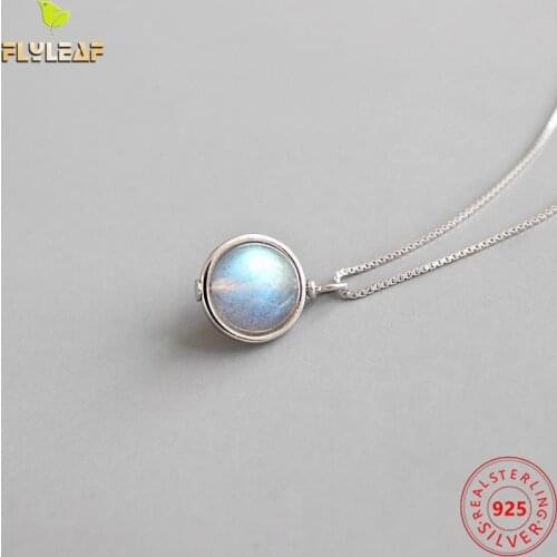 Flyleaf Moonstone Scroll Bead Necklaces & Pendants For Women Handmade 925 Sterling Silver Student Girl Fashion Jewelry