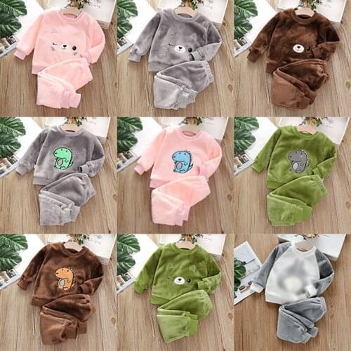 2pcs Winter Baby Girl Clothes Baby Boy Sets Flannel Kids Toddler Suits Children Thickened Casual Outfit Ropa Bebe Niña Bebes