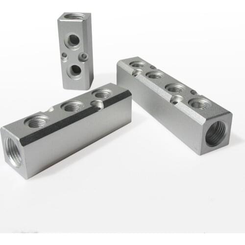 1/4" 1/2" BSP Female Thread 30x30mm Aluminium Pneumatic Manifold Splitter Quick Connector Distributor Air Compressor Fitting