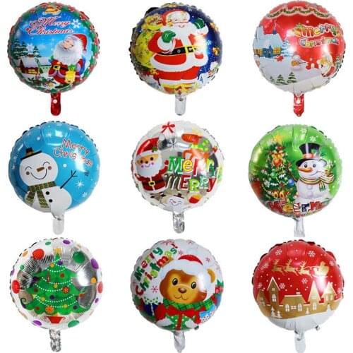 10pcs 18inch Merry Christmas Santa Claus Snowman Balloons Christmas New Year Party Inflatable Air Helium Balloon Supplies Balaos