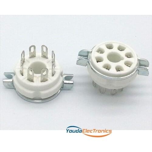 2pcs GZC8-Y-1 Silver plated 8pin ceramic Vacuum tube socket for KT66 KT88 6SL7 6SN7 6V6 5AR4