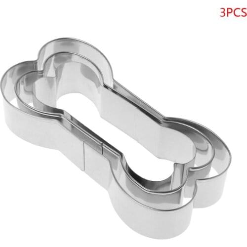 3Pcs/set Dog Bone Shaped Cookie Cutter Mold Stainless Steel Pastry Biscuit Cake Baking Mould