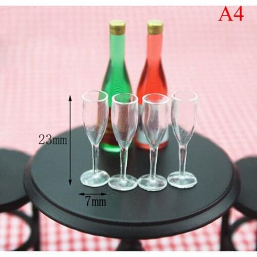 4Pcs 1/12 Mini Resin Transparent Cup Simulation Furniture Model Toys For Doll House Decoration Dollhouse Miniature Accessories