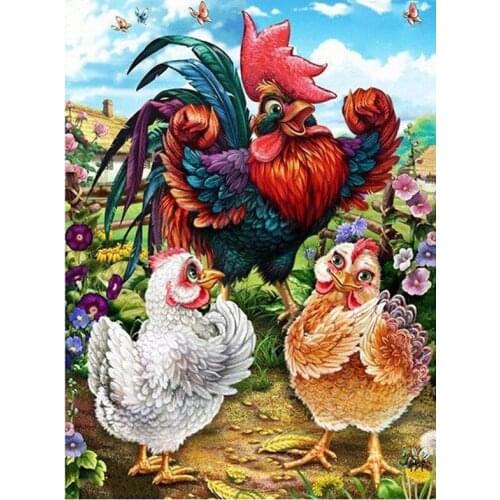 DIY square round Diamond Painting Cock hen Full Display New Diamond Embroidery Complete Kit Home Decoration Accessories L17
