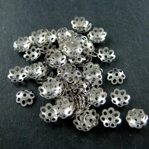 6mm vintage style rhodium plated filigree flower beads cap beading supplies DIY findings 1560001