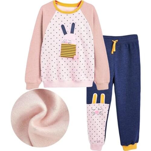 Bambino New Year 2021 Fleece Winter Pajamas of Baby Warm Sleep coat for 2-7 Years Kids Girl Children Sweatshirt and Pants Set