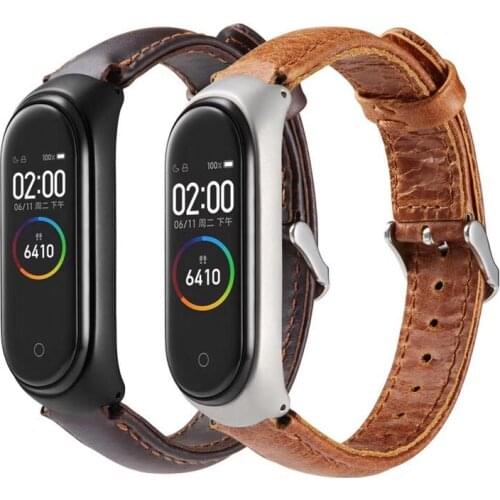 2020 Bracelet for Xiaomi MiBand 3 4 5 genuine leather band wrist band for xiaomi miband5 strap Mi band 3 4 Leather strap