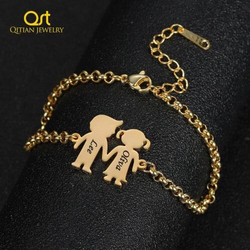 Custom Stainless Steel Engraved Name Date Boy Girl Bracelet Pendant Best Kids Women Family Name Bracelet Memorial Christmas Gift