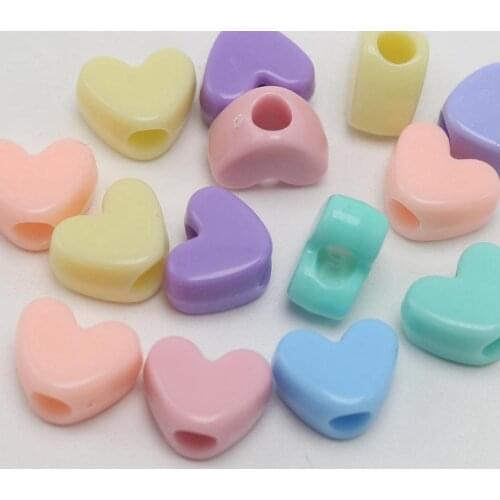 100 Mixed Pastel Color Acrylic Smooth Heart Pony Beads 12X9mm for Kids Craft Kandi Bracelet High quality in EU and US quality st