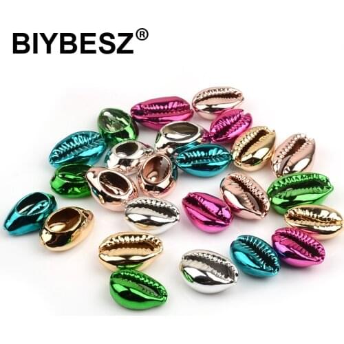 Handmade Silver Rose Red Gold/Blue/Green Natural Color Shell Conch Beads DIY Charms Jewelry Bracelet Necklace Pendant