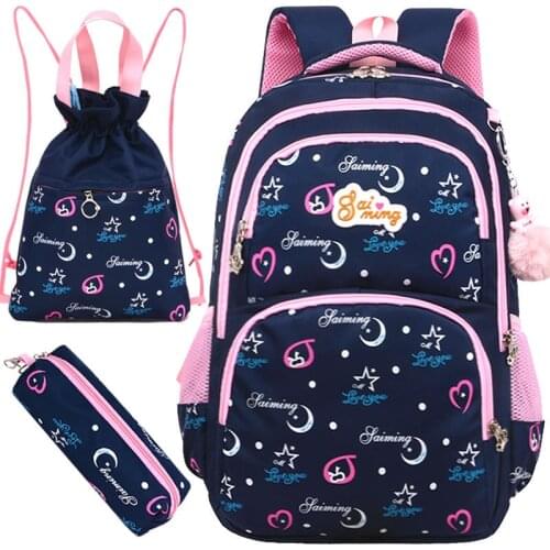 2020 New Arrival 3Pcs/set Children School Bags For Girls Orthopedic Backpack Kids Drawstring Primary School backpack mochila