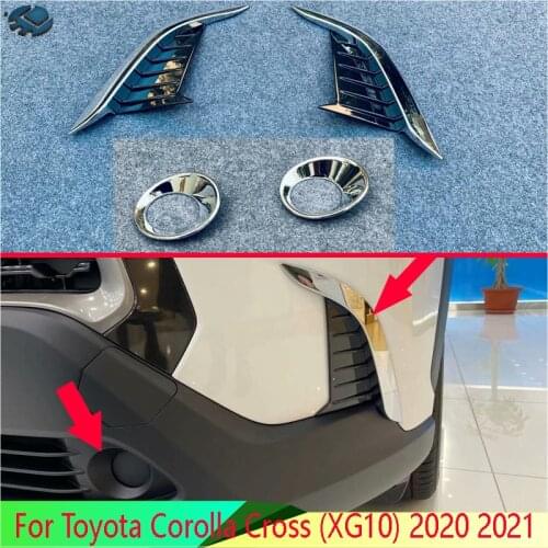 For Toyota Corolla Cross (XG10) 2020 2021 ABS Chrome Front Fog Light Lamp Cover Trim Molding Bezel Garnish Sticker