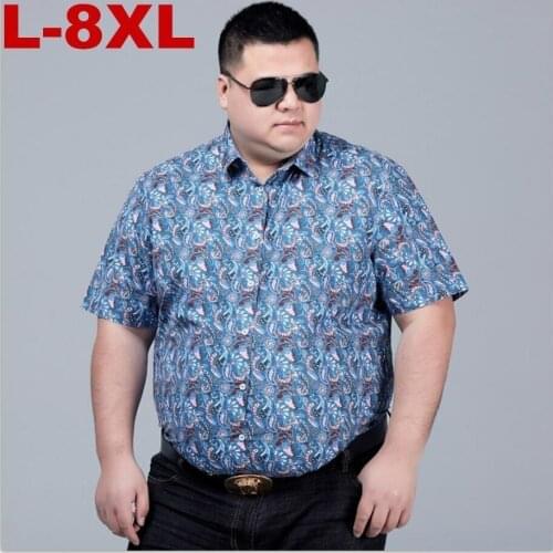 New Summer Mens Short Sleeve Beach Hawaiian Shirts Cotton Casual Floral Shirts Regular Plus Size 8xl 7xl Mens Clothing Fashion