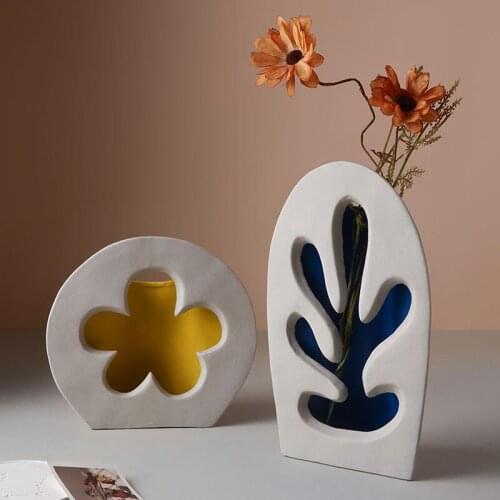 Nordic Geometric Art Flowers Home Decoration Creative Pot Vase Sitting Room ArrangementSimple Table TV Cabinet Decorations