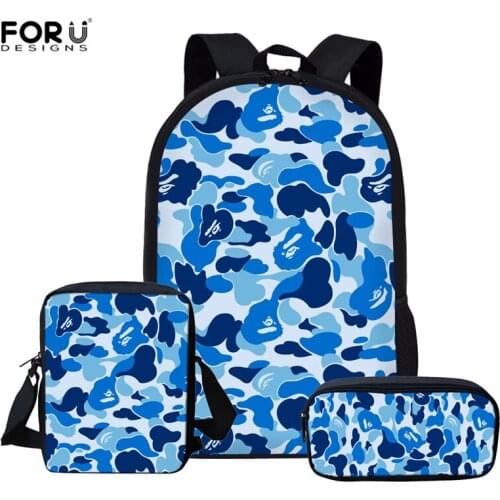 FORUDESIGNS Camo Children School Bags for Teenagers Boys Girls Big Capacity School Backpack Satchel Kids Book Bag Mochila