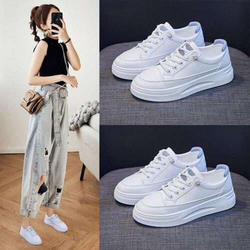 Vulcanized Platform Sports Comfortable Non-leather Casual Shoes Branded Sports Ladies Flat Womens White Sneakers