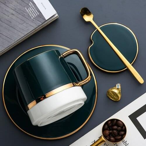 Ceramic Nordic Mugs Lid Large Capacity Office Couple Creative Personnalisable Milk Mugs Luxury Taza Ceramica Coffee Cup DG50M