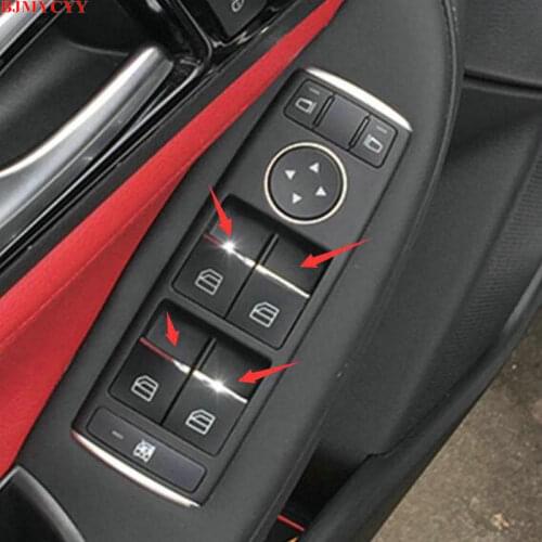 BJMYCYY car styling ABS 7PCS/SET Car window lift buttons decorate sequins For Benz GLE 320 GLE 400 C ML car accessories