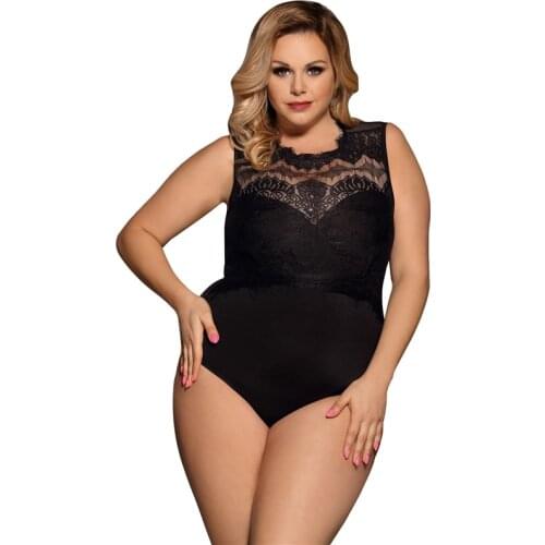 Body Femme Romper Short Women Plus Size 5XL Sleeveless Lace Bodysuit Sexy Cut Out Back Bodycon Bodysuits Salopette Femme R80472