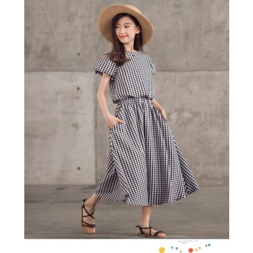 Teen Girls Summer Skirts Sets Pockets Cotton Tops 2 pieces Suits 10 12 13 14 years