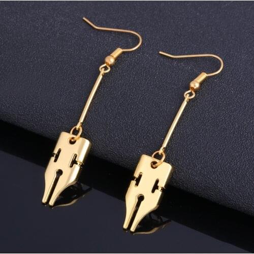 Hot Coplay Anime Jojo Bizarre Adventure Earrings Rohan Kishibe Pen Nib Earring Cosplay Accessories Jewelry for Female
