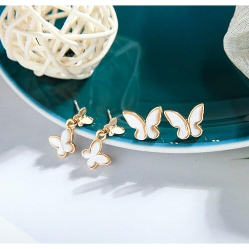Fashion Jewelry Simple White Shell Butterfly Ear Stud Pendant Earrings For Women 2020 New Girl Wholesale Factory