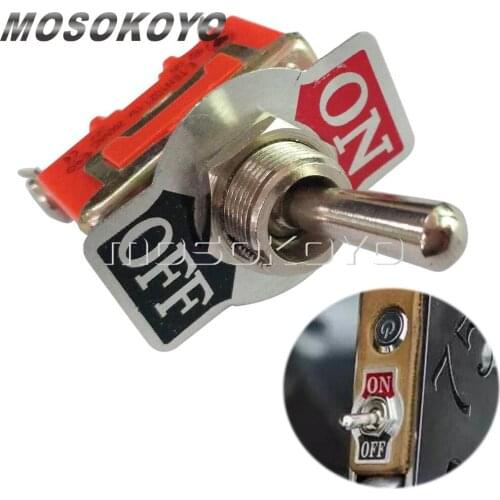 Motorcycle 2-Pin Toggle Flick Switch SPST Motor On Off Switches Universal for Chopper Cafe Racer Scrambler Vehicle Dash Circuit
