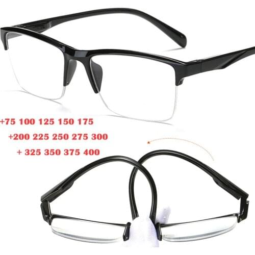 Square Half Frame Reading Glasses Men Women High Quality Ultralight Clear Presbyopic Glasses Diopter Eyewear +125 175 225 275