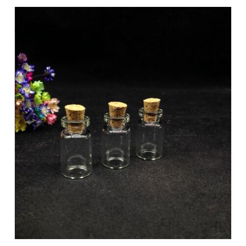 Wholesale 1ml Mini Glass Bottles Vials With Cork Empty Tiny Transparent Glass Bottle Jars 13*24*6mm 100pcs/lot Free Shipping