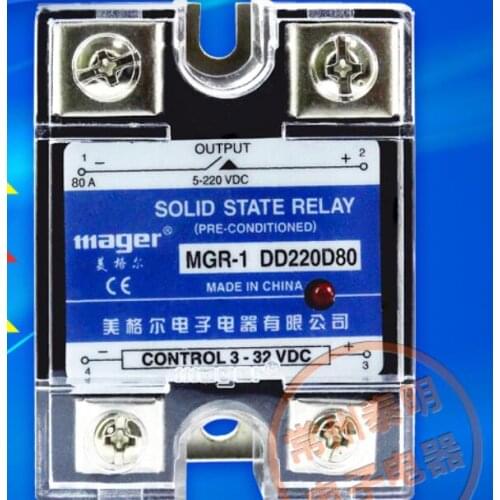 Mager Genuine new original SSR-80DD Single Phase Solid State Relay 24V DC Controlled DC 80A MGR-1 DD220D80 5-220VDC 3-32VDC