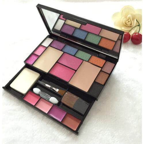 Professional 18 Color Make Up Set Matte Shimmer Eyeshadow Palette Lipgloss Foundation Powder Blusher Puff Tool Cosmetics Kit