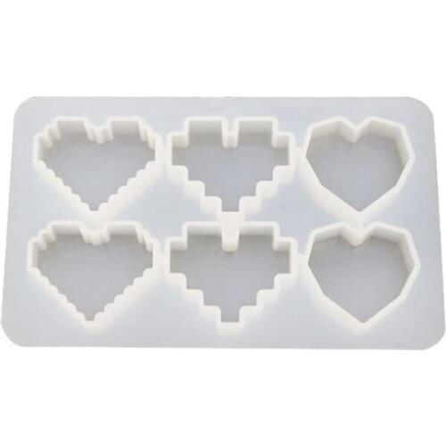 97QE Crystal Epoxy UV Resin Mold Pixel Love Heart Shape High Mirror DIY Handmade Pendant Silicone Molds
