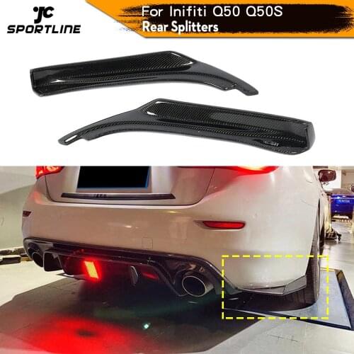 Carbon Fiber Rear Bumper Lip Diffuser Splitters Spoiler For Infiniti Q50 2014 - 2017 Carbon Fiber Rear Bumper Diffuser Splitters