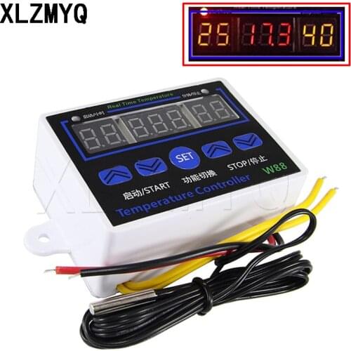 W88 AC 220 V DC 12V/220V 10A Digital LED Temperature Controller Thermostat Control Switch Senso W1411 Heating Cooling Control
