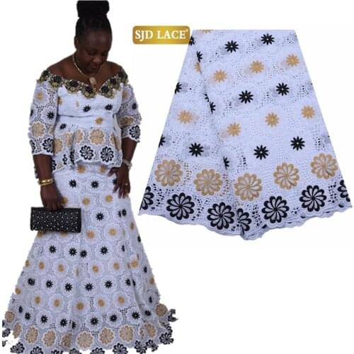 SJD LACE Fashion Swiss Voile Lace In Switzerland With Eyelet Holes African Lace Fabric For Nigerian Wedding Party Material A1822