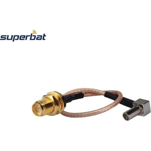 Supetbat MS147 Plug Right Angle to RP-SMA Female(male in) Bulkhead Pigtail Cable RG316 15cm for Wireless