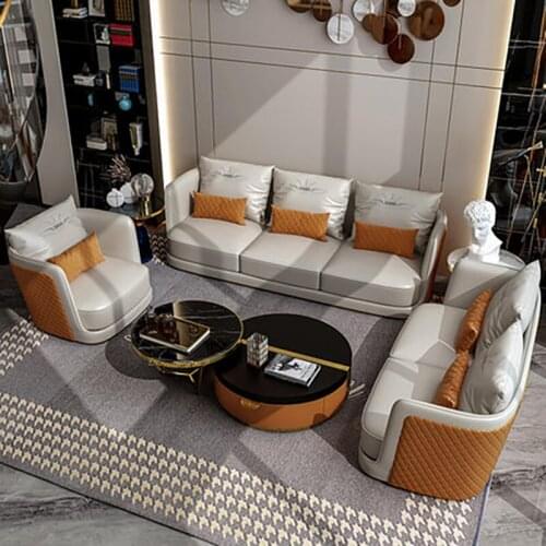 Light luxury post-modern simple small apartment sofa living room combination furniture set fabric Nordic leather single three