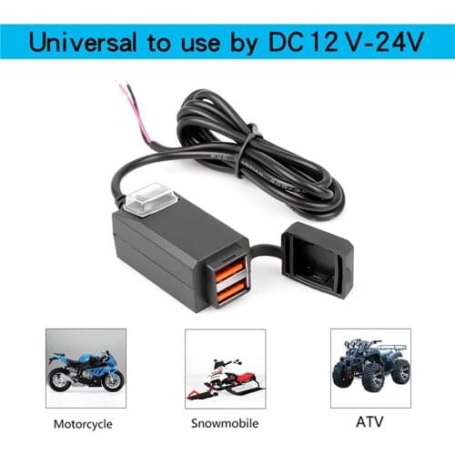 Dual USB Port 12V-24V Waterproof Motorbike Motorcycle Handlebar Charger QC3.0 Adapter Power Supply Socket for Phone Mobile