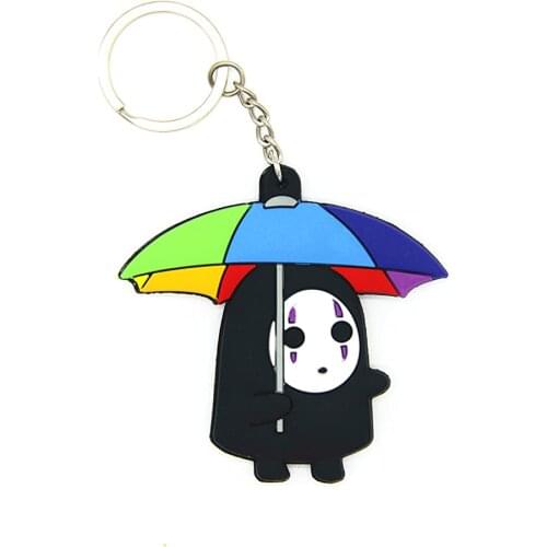 Japanese Anime Spirited Away No Face/Faceless Kaonashi PVC Keychain (V-NoFaceMan w/Umbrella)