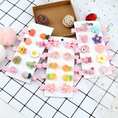 10Pcs Hair Clip Accessories Set Lovely Flower Fruit Clound Hairpin Cute Cartoon Animals Barrette Headwear Gift For Girl Children