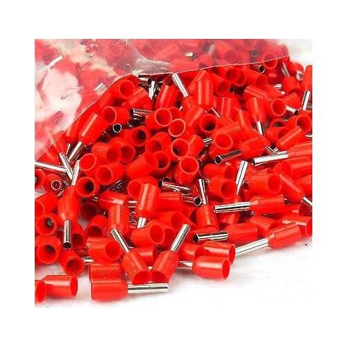 1000pcs 14 AWG 2.5mm Insulated Cord End Terminal Wire Ferrules E2508