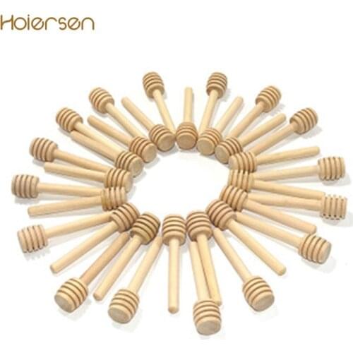 50/100 Pack Of Mini 3 Inch Wood Honey Dipper Sticks spoon Individually Wrapped Server For Honey Jar Dispense Drizzle Honey
