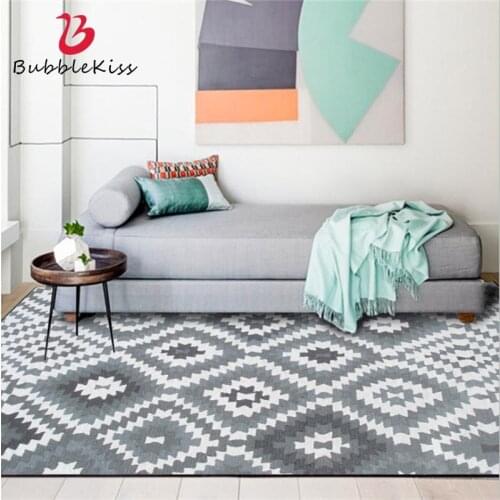 Bubble Kiss Nordic Style Abstract Geometric Plaid Grey Carpets for Living Room Home Kids Room Decor Area Rugs Bedside Floor Mat