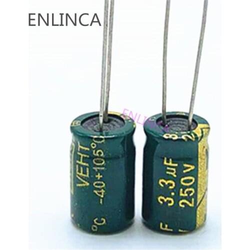 60pcs/lot 250v 3.3UF 250v 3.3UF aluminum electrolytic capacitor size 8*12 20