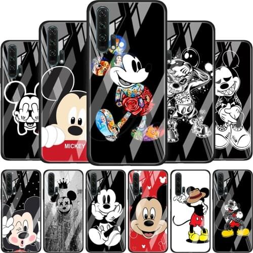 Tempered Glass Cover Dark Mickey Mouse For Honor 30 20 10 9X 8X Lite Pro Plus Silicone Phone Case Coque Shell