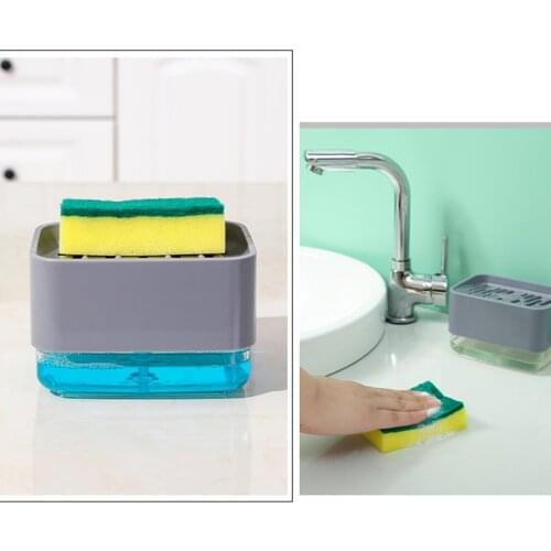 New ABS Kitchen Cleaning Liquid Dispenser Manual Push Type Liquid Box Scouring Pad Sponge Dish Soap Box Kitchen Accessories